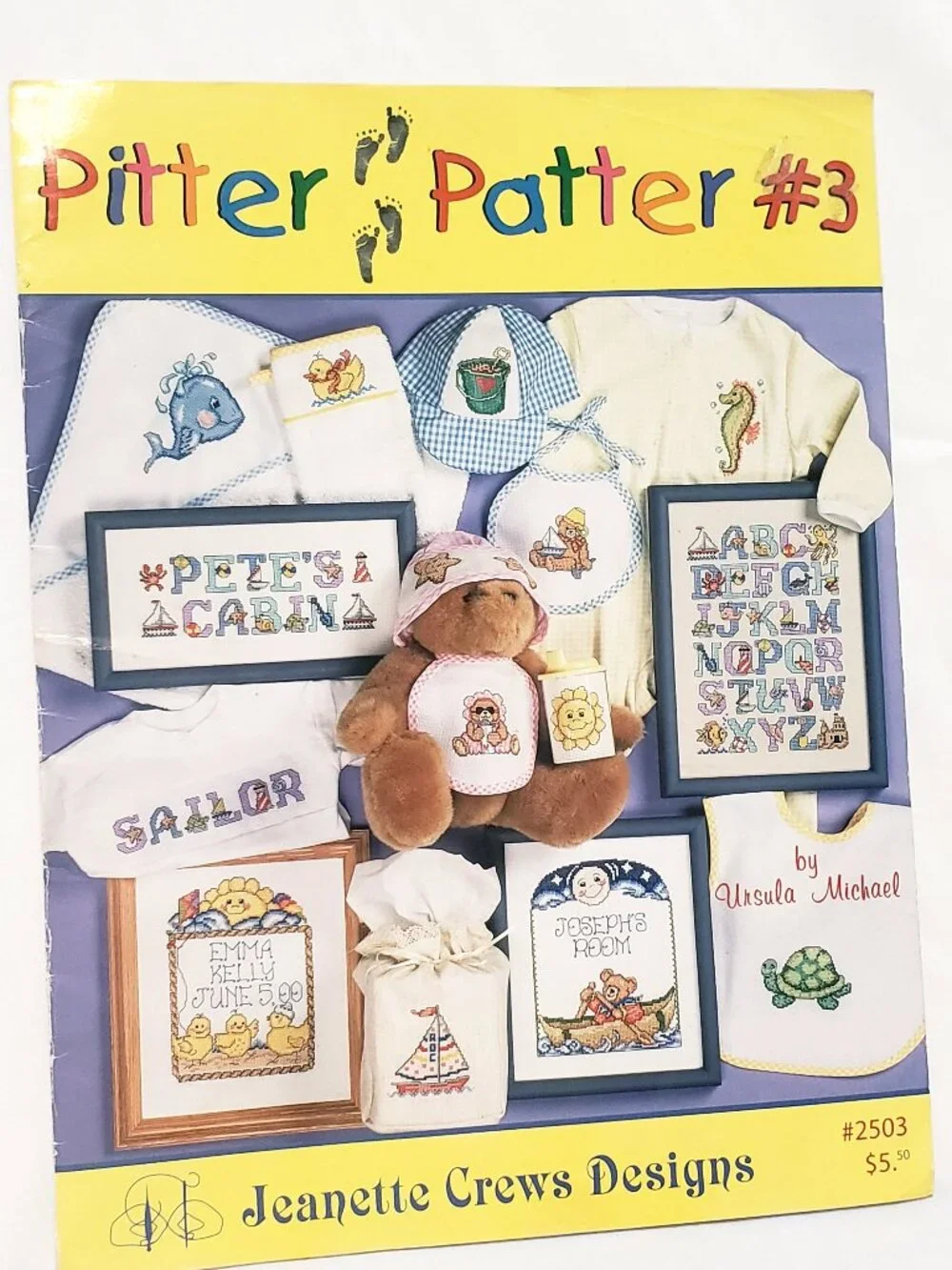 Pitter Patter #3 Baby Cross Stitch Pattern Booklet Janlynn 2000 Turtle Sailboat